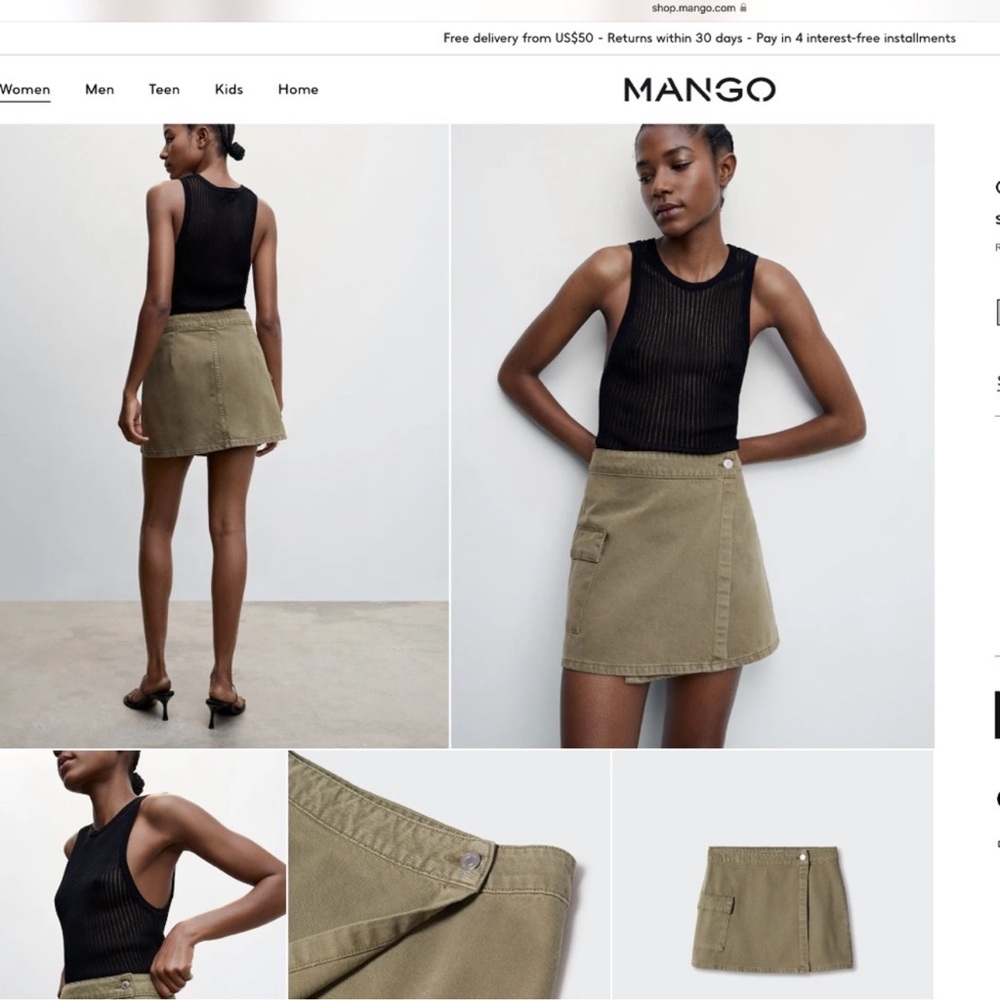 mango cargo mini skirt